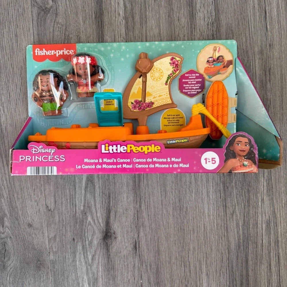 Fisher-Price Little People Disney Moana's Canoe Boat Maui Playset NIB 18+ Months